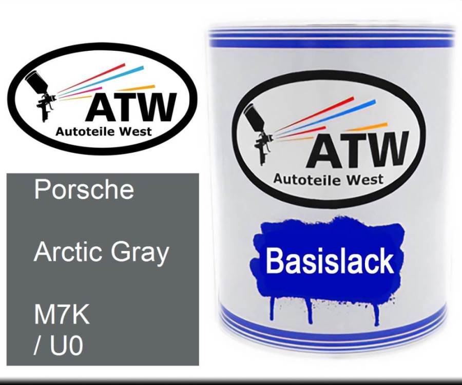 Porsche, Arctic Gray, M7K / U0: 1L Lackdose, von ATW Autoteile West.